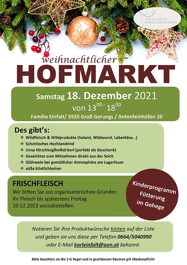 HirschKoglHof Weihnachtslicher Hofmarkt Einfalt Antenfeinhöfen
