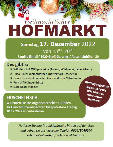 Weihnachtlicher Hofmarkt HirschKoglHof