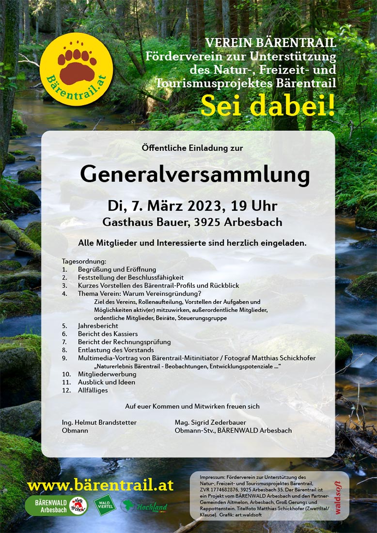 Bärentrail Plakat Einladung Generalversammlung 7.3.2023 Cover