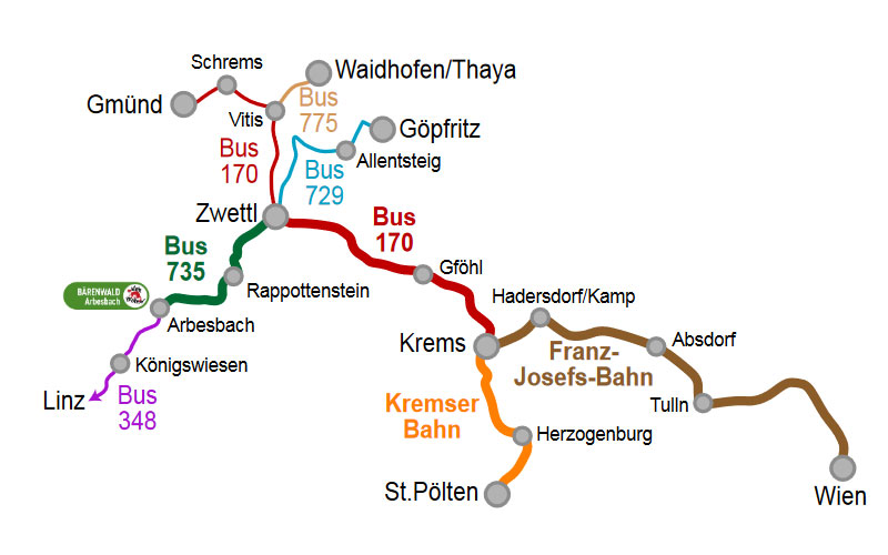 Fahrplankarte © BÄRENWALD Arbesbach