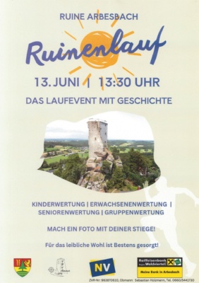 Plakat Ruinenlauf in Arbesbach, 13.6.2026